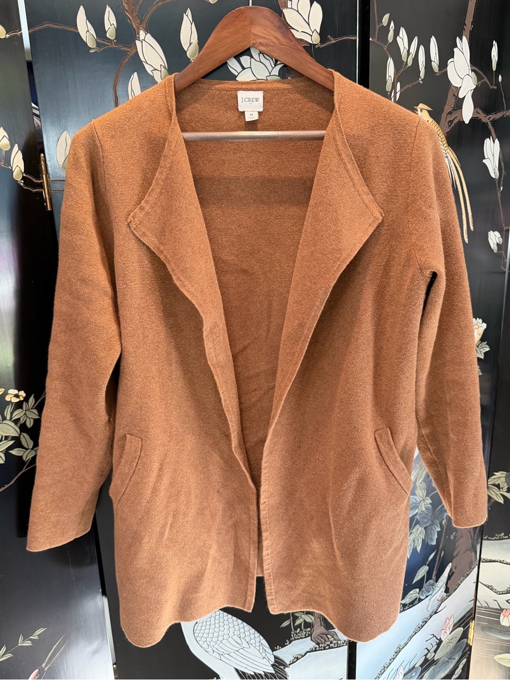 J.Crew Heathered Camel Vanessa Open Cardigan Sweater Coat M AC619